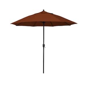 7.5 ft. Bronze Aluminum Market Patio Umbrella with Fiberglass Ribs and Auto Tilt in Terracotta Olefin