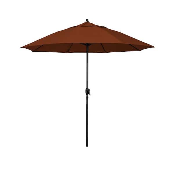 California Umbrella 7.5 ft. Bronze Aluminum Market Patio Umbrella with Fiberglass Ribs and Auto Tilt in Terracotta Olefin