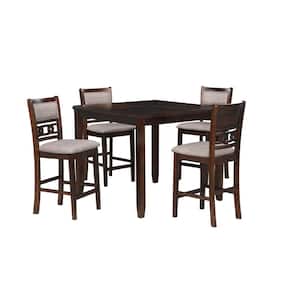 New Classic Furniture Gia 5-piece Wood Top Square Counter Set, Cherry
