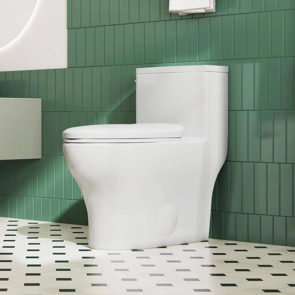 Salerno White 1.28 GPF Elongated One-Piece Toilet