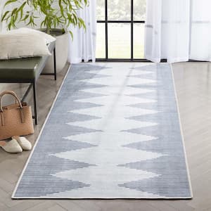 Apollo Bree Ivory Grey 3 ft. 11 in. x 9 ft. 10 in. Runner Moroccan Moroccan Diamond Flat-Weave Area Rug
