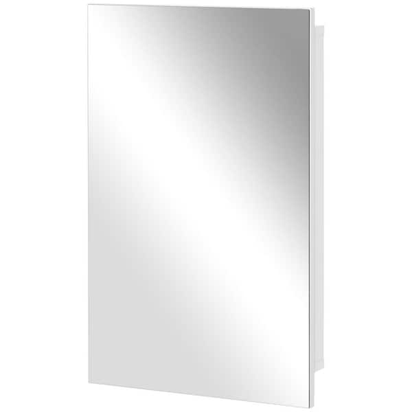 15.25 in. W x 23.5 in. H Rectangular Stainless Steel Medicine Cabinet with Mirror in White with Door and Storage Shelves