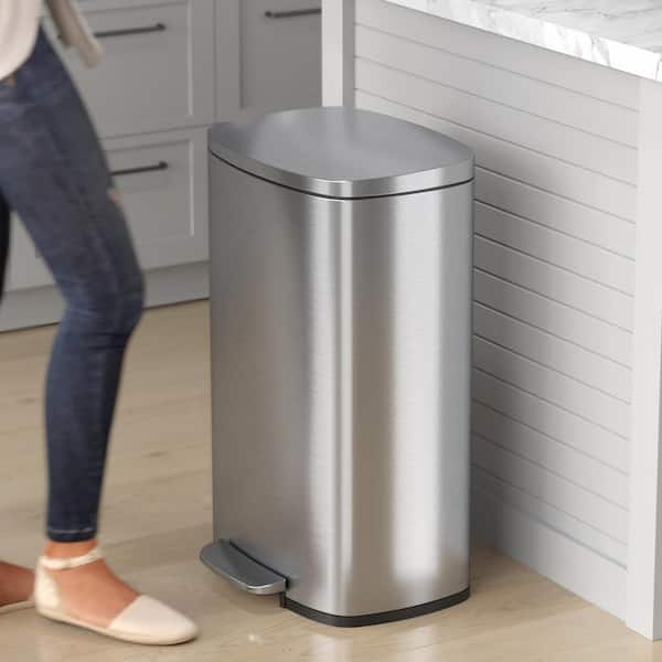 Stainless Steel iTouchless SoftStep 13.2 Gallon Step Trash Can 