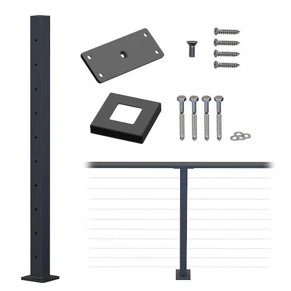 Afoxsos 36 in. H x .32 in. W Black Steel Stair Railing Kit