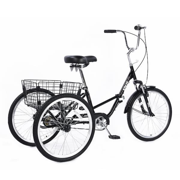 Afoxsos Black Adult Folding Tricycles with Installation Tools and Large ...