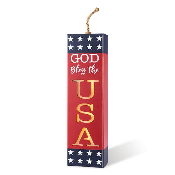 24.75 in. H Lighted Patriotic/ Americana Wooden Firecracker Porch Decor