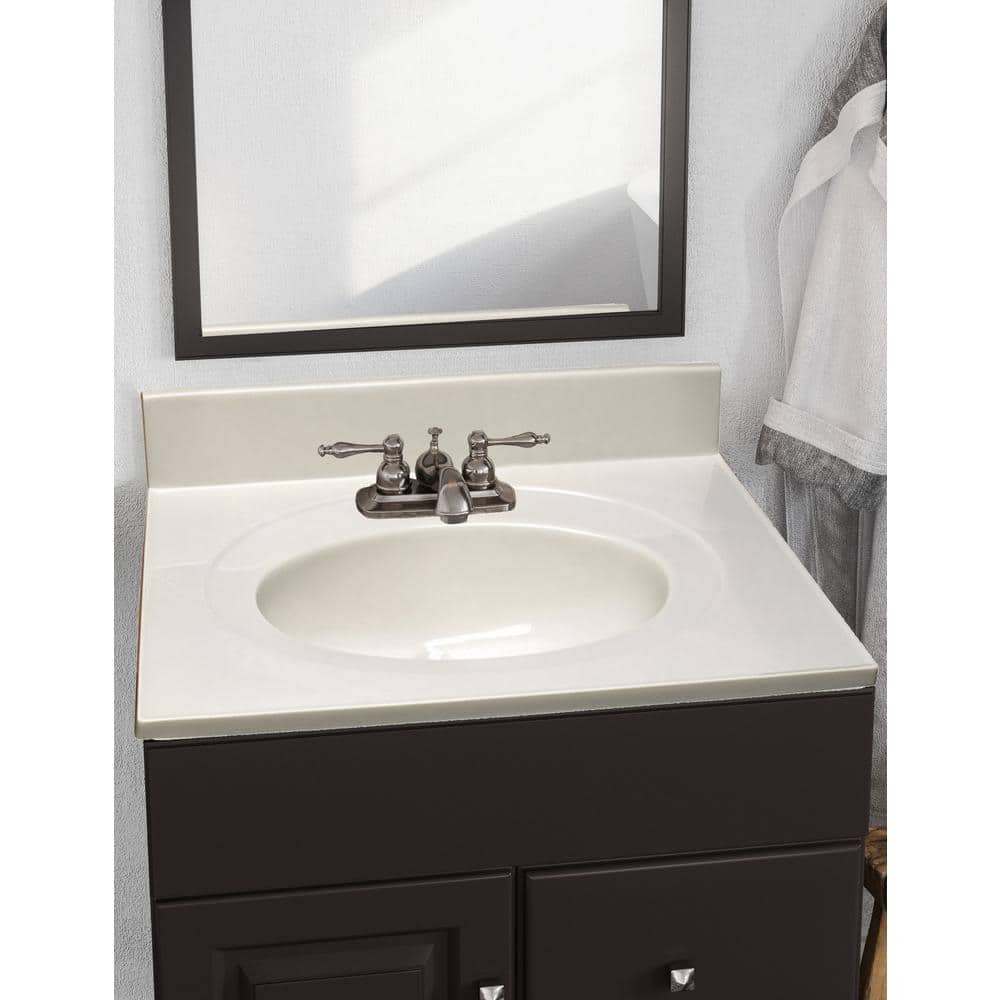 Ivory Swirl Cultured Marble Vanity Top with Backsplash, 25-Inch