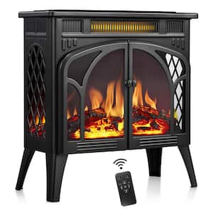 23.46 in. Freestanding Electric Fireplace Heater, Adjustable Brightness & Heating Mode, Overheating Safe Design, Gray