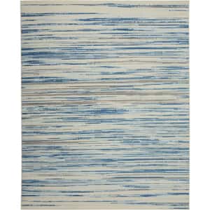 Jubilant Blue 9 ft. x 12 ft. Striped Contemporary Area Rug