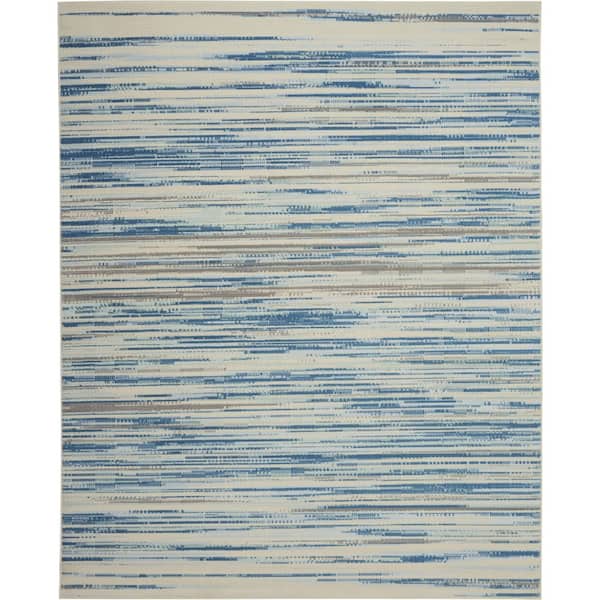 Jubilant Blue 9 ft. x 12 ft. Striped Contemporary Area Rug