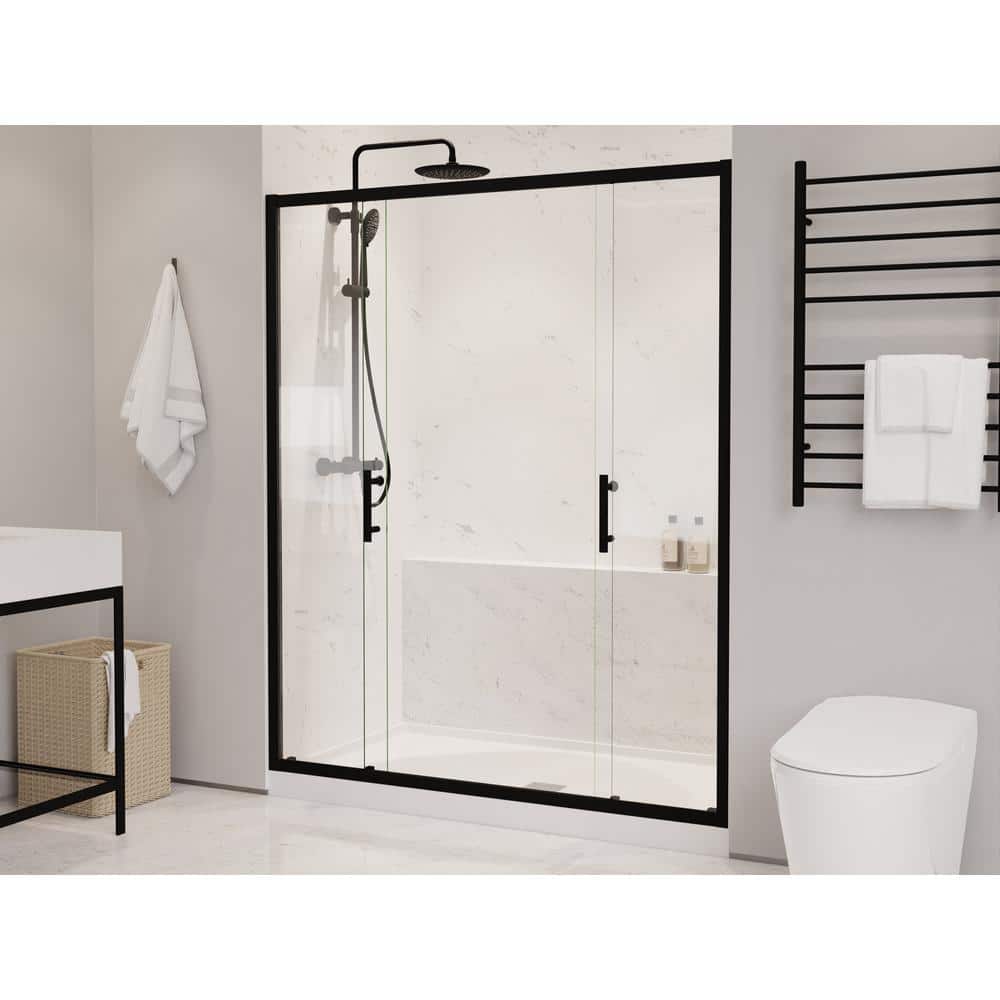 Matte Black 70" x 60.4" Framed Sliding Shower Door
