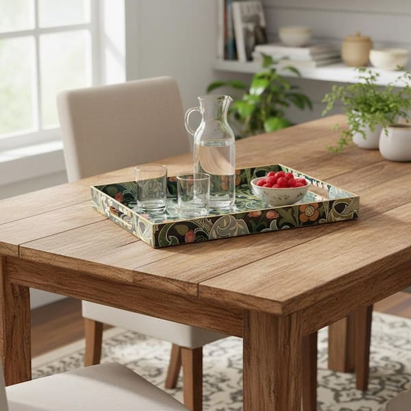 15.7 in. x 11.8 in. x 1.6 in. Green Modern Coffee Table Tray with