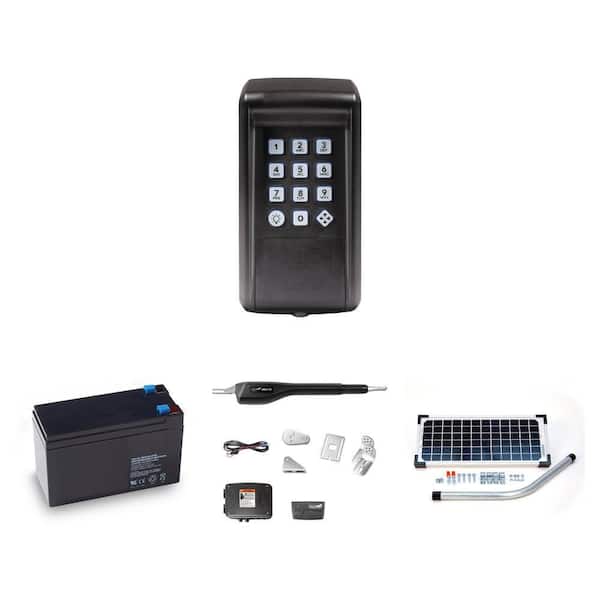 Digital Keypad, 10-Watt Solar Panel Kit, Medium Duty Single Swing Gate Opener (up to 550 lb.) and 12-Volt Battery Combo