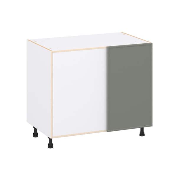 Fairview 39 in. W x 24 in. D x 34.5 in. H Assembled Slim Shaker Magick Left Blind Corner Kitchen Cabinet in Moss Green