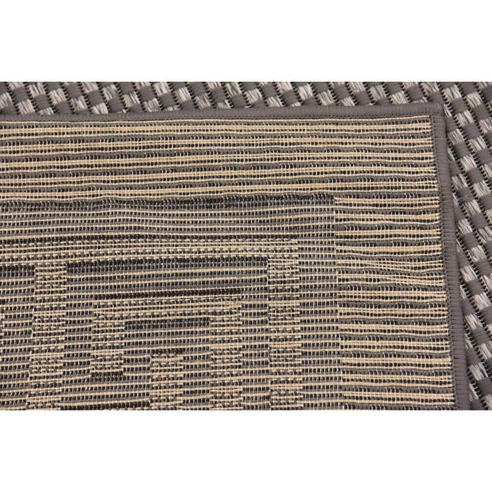 Square Gray Easy-Care Outdoor Polypropylene Rug