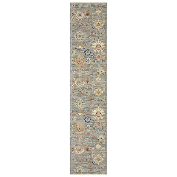 Lavista Gray/Multi-Colored 2 ft. x 12 ft. Vintage Persian Oriental Wool/Nylon Blend Indoor Runner Area Rug