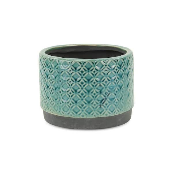 6.5 in. x 4.75 in. TurquoiseIndoor/Outdoor Ceramic Decorative Pots