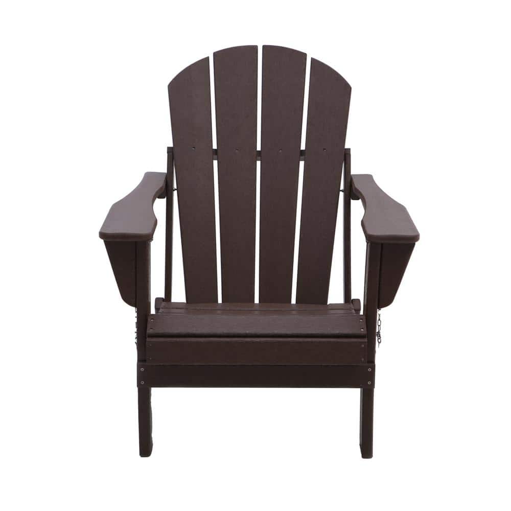 Dark Brown Folding Plastic Adirondack Chair (Set of 2)