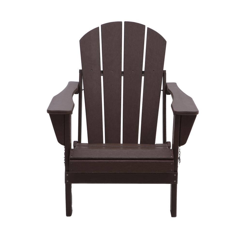 Classic Dark Brown Folding Plastic Adirondack Chair