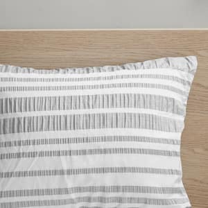 Bryce 4-Piece Grey Full/Queen Striped Comforter Set