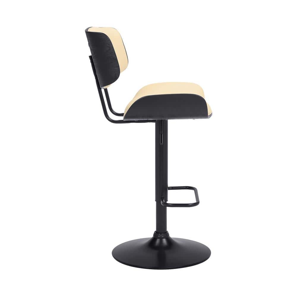 Mid-Century Modern Cream & Black Swivel Adjustable Barstool