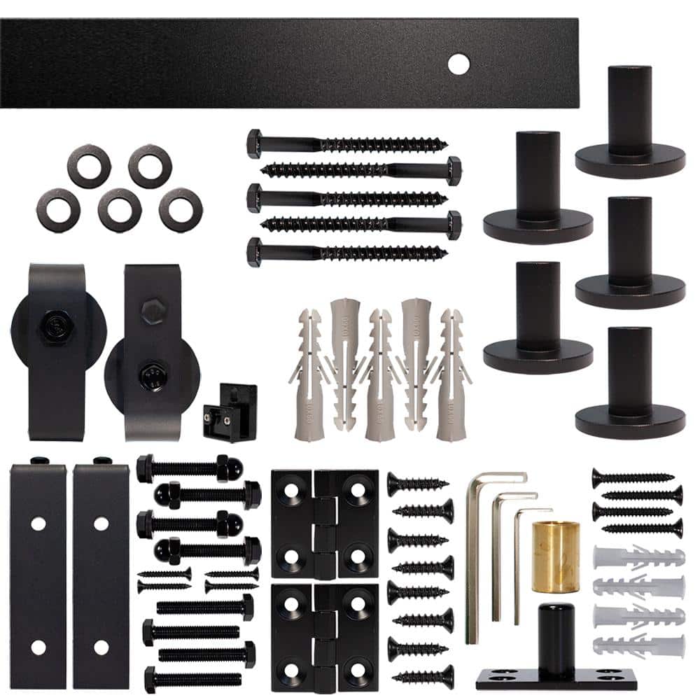 Black 75" Bi-Fold Sliding Barn Door Track and Hardware Kit