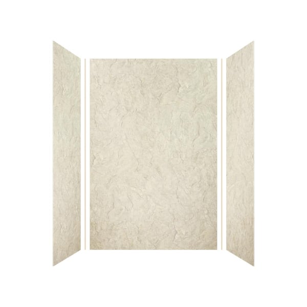 Expressions 36 in. x 48 in. x 72 in. 3-Piece Easy Up Adhesive Alcove Shower Wall Surround in Sea Fog