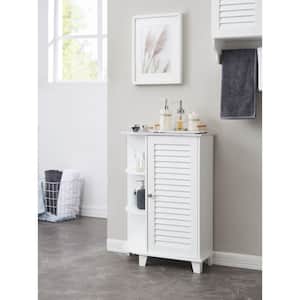 SignatureHome Finish White Decatur Bathroom Storage Floor Cabinet Organizer W/Adjustable Shelf & Size: 10W x 24L x 31H