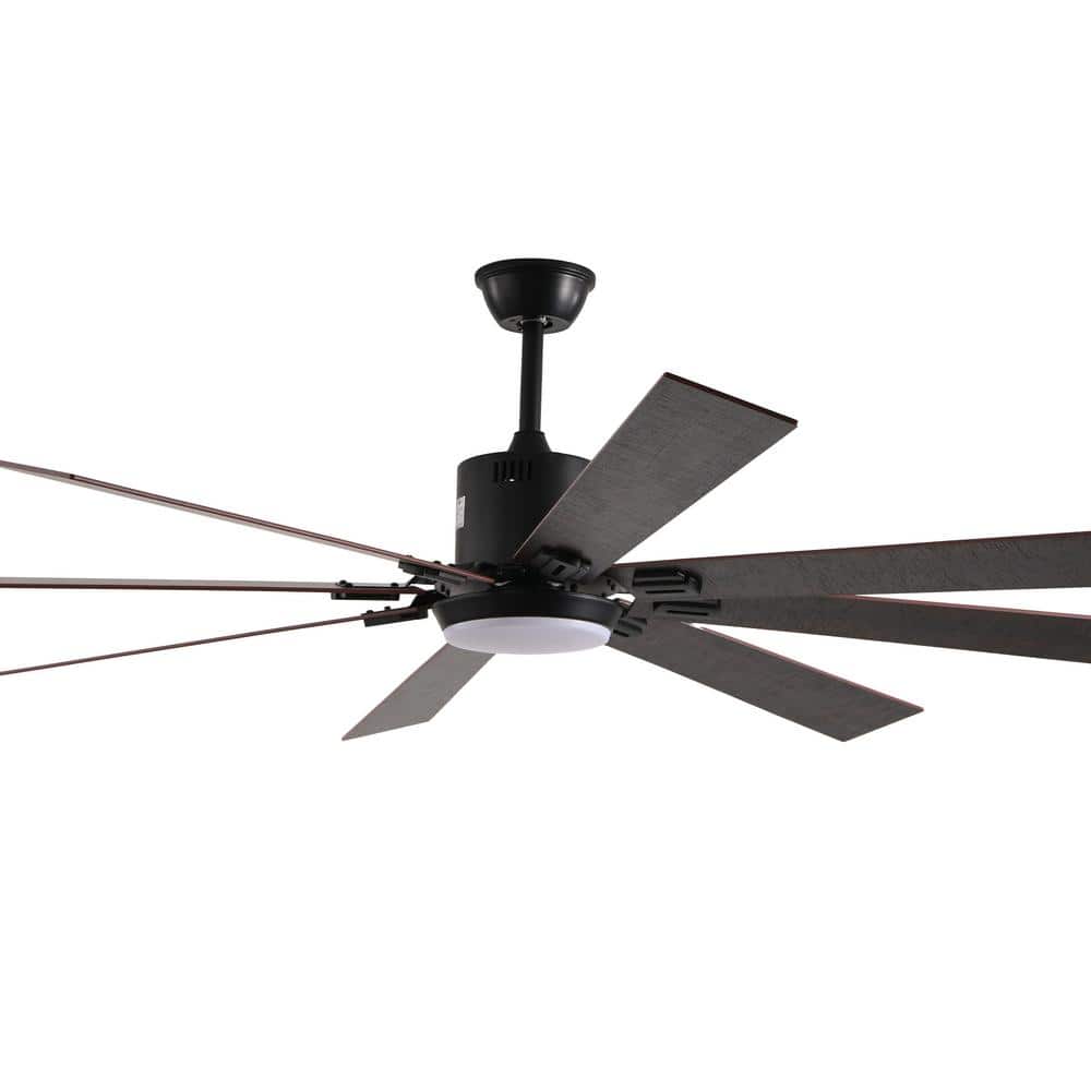 72 in. Smart Indoor Black Ceiling Fan with 8 Double Finishe Wooden Blades D