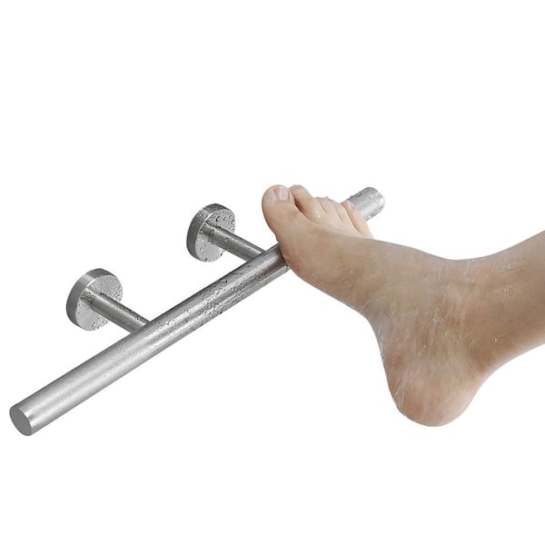 HOMEMYSTIQUE 12 in. L x 3.14 in. W x 2 in. H Oval Tub/Shower Foot Stop in Brushed Nickel