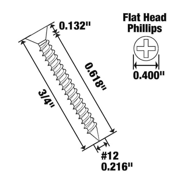 #12 x 3/4 in. Stainless Steel Phillips Flat Head Sheet Metal Screw (2-Pack)