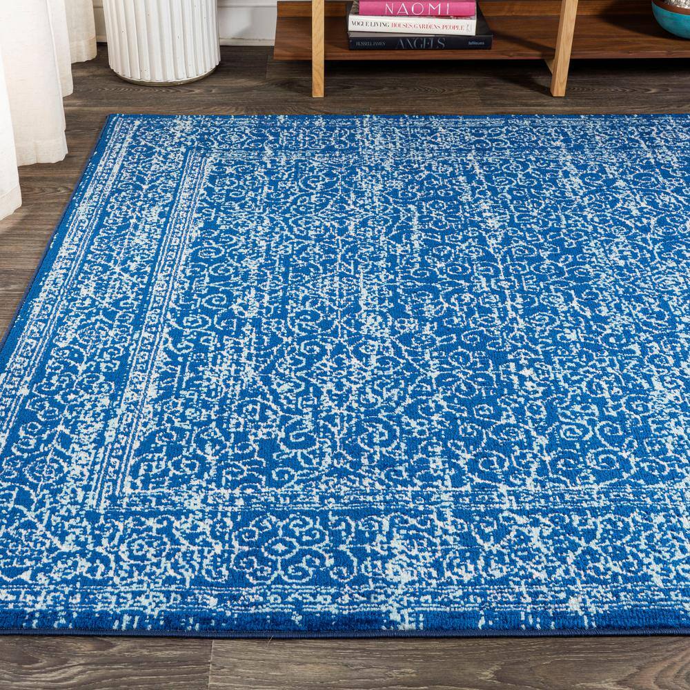 Azul Filigree Blue and White Synthetic Area Rug