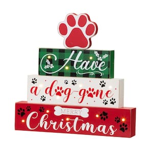 12 in. H Lighted Wooden Pet Block Word Sign