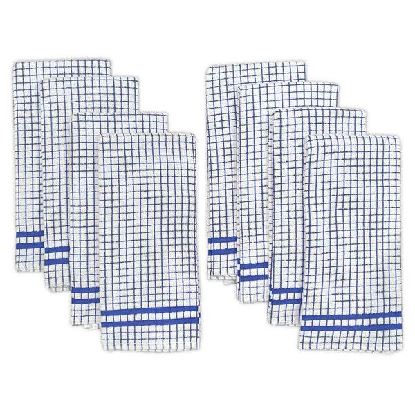 Lintex Hampton Blue Checkered Cotton Blend Kitchen Towel Set of 8