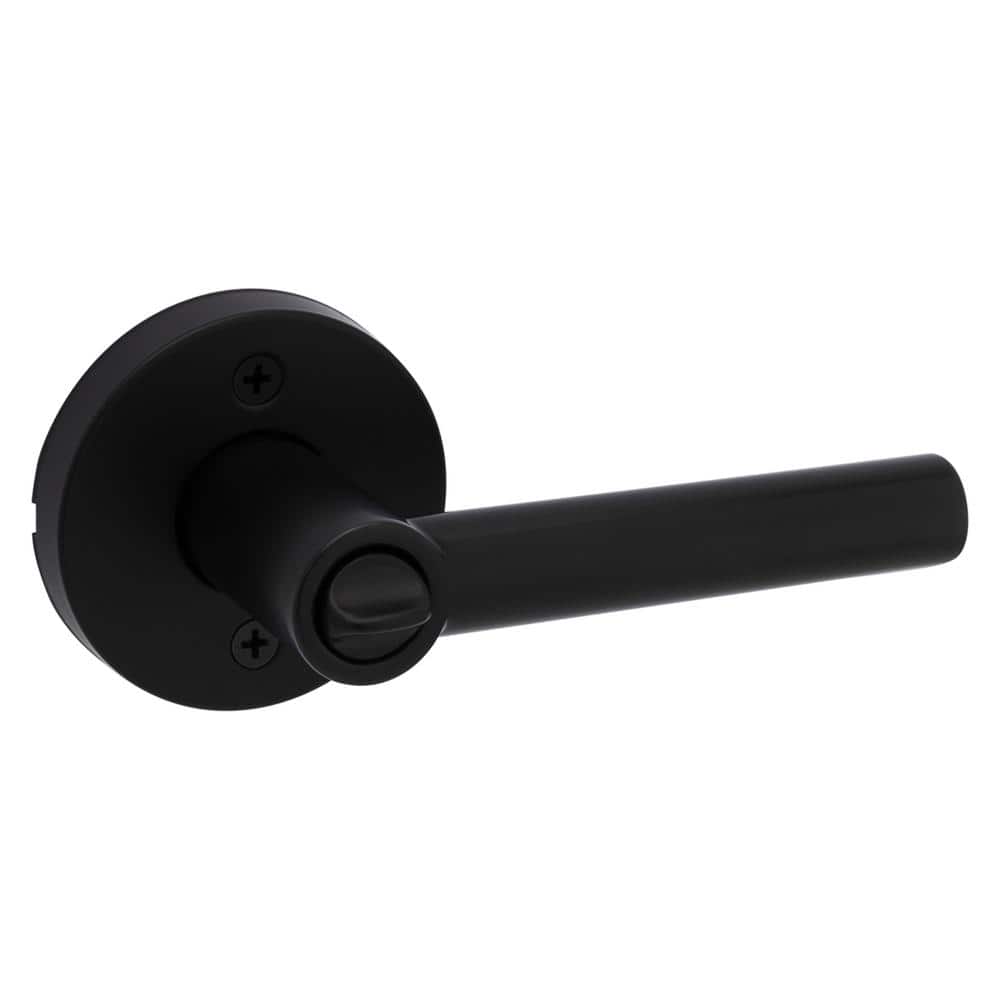 Matte Black Keyed Entry Lever with Round Rose