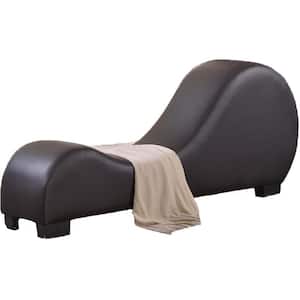 Dark Chocolate Faux Leather Chaise Lounge