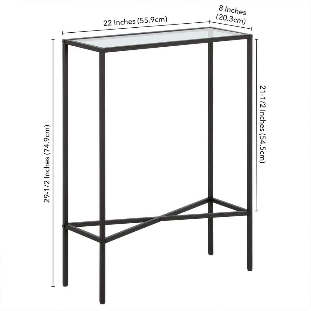 Henley 22" Blackened Bronze Steel and Glass Hallway Table