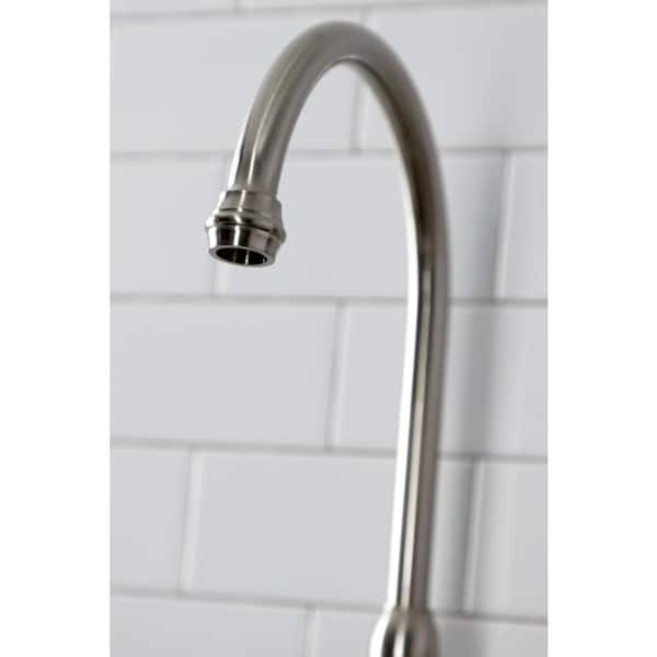 Kingston Brass English Country Double-Handle Deck Mount Gooseneck Bridge  Kitchen Faucet with Brass Sprayer in Brushed Nickel HKS7798PLBS - The Home  Depot