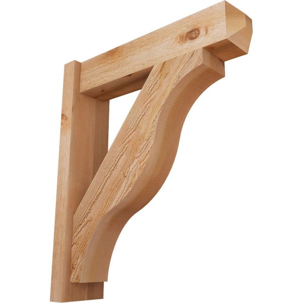 Ekena Millwork 6 in. x 28 in. x 24 in. Western Red Cedar Fuston Craftsman Rough Sawn Outlooker