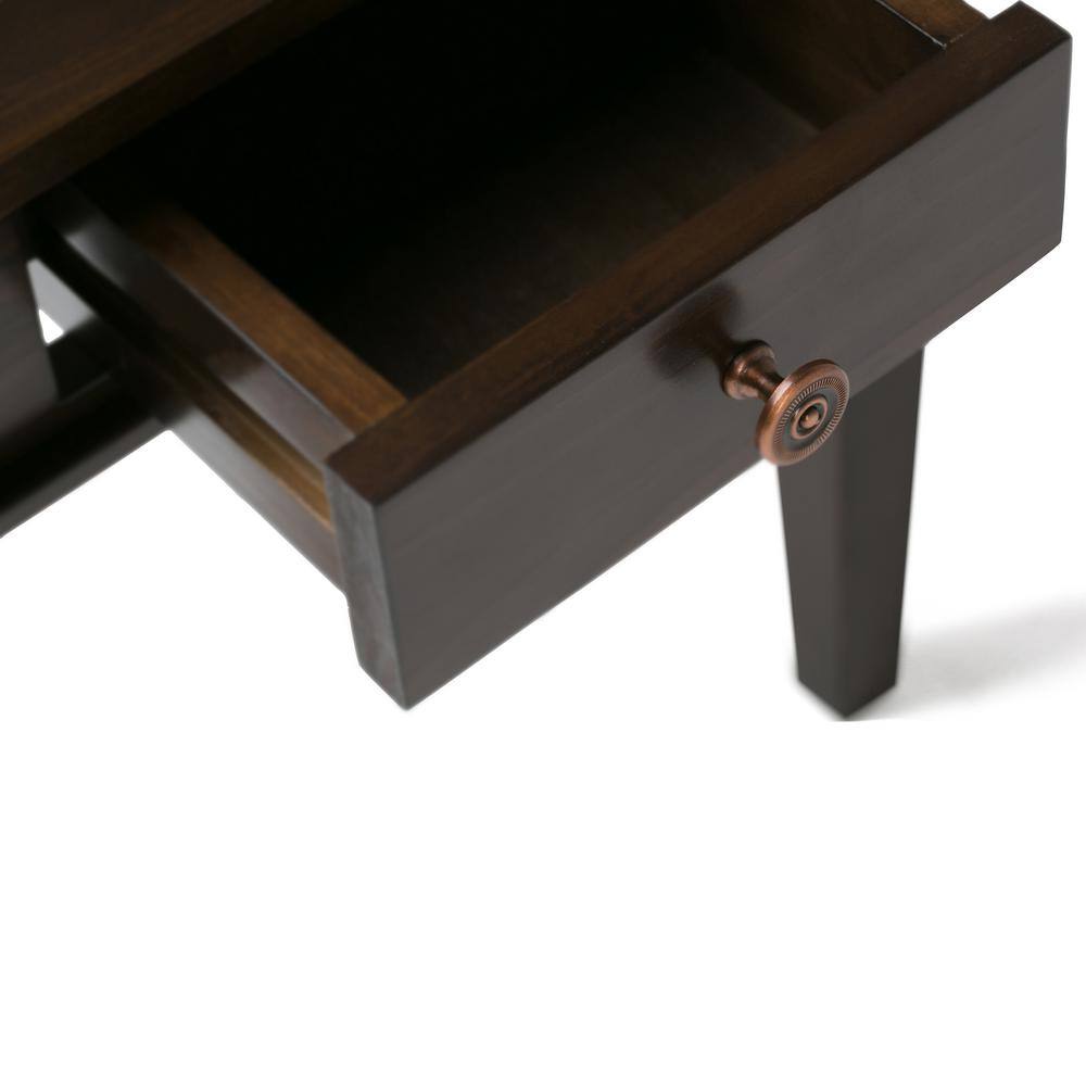 Tobacco Brown Solid Pine Square End Table with Drawer