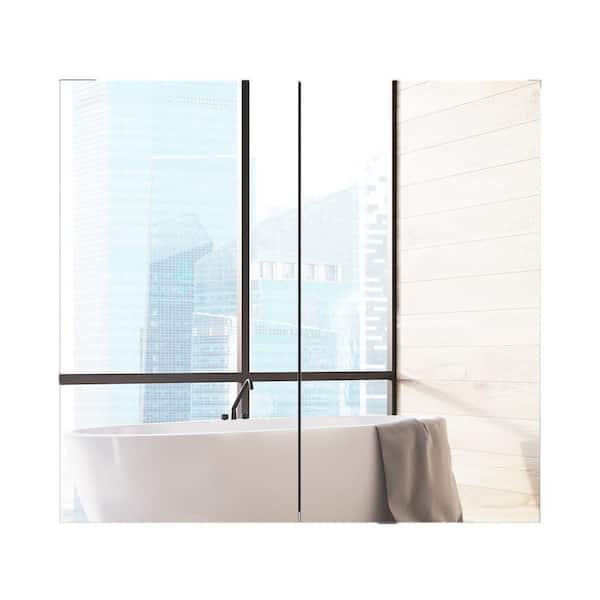 24 in. W x 22 in. H Rectangular White Steel Surface Mount Medicine Cabinet with Mirror