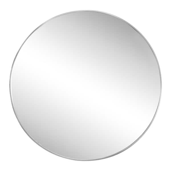 Eclipse 30 in. W x 30 in. H Large Circle Aluminum Alloy Framed Wall Mounted Mirror, Nickel