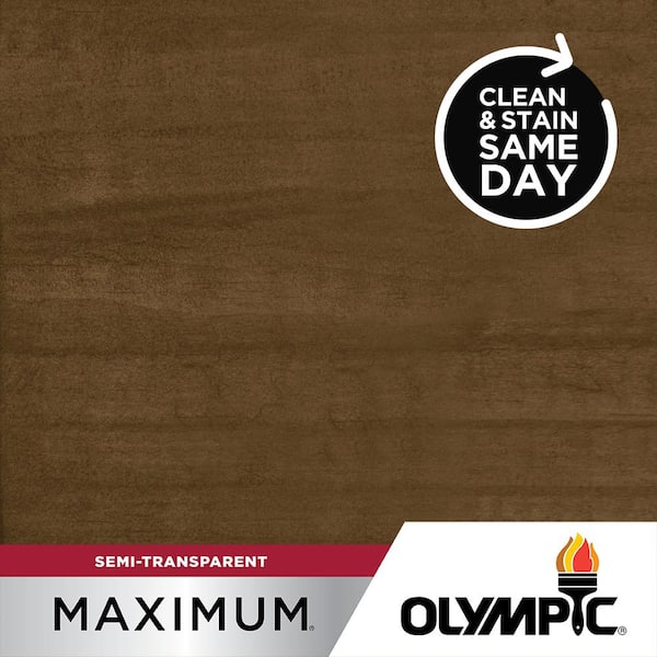 Olympic Maximum 5 gal. Dark Oak Semi-Transparent Exterior Stain and Sealant in One Low VOC