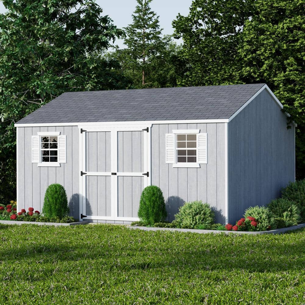 12' x 16' Brown Wood Storage Shed with Windows and Floor