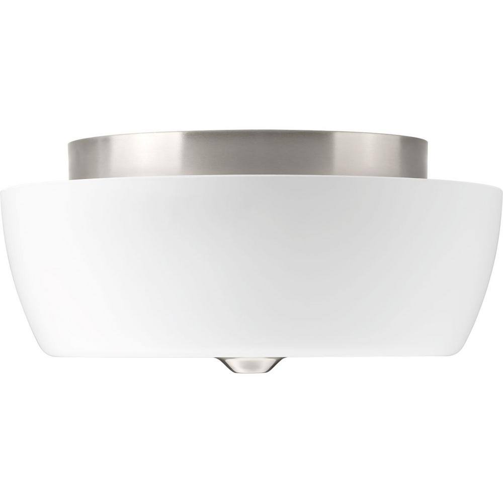 Brushed Nickel 2-Light Flush Mount with Etched Glass Shades