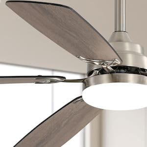 52 in. Smart Indoor Nickel Low Profile Ceiling Fan with Remote Contol, 5 ABS Blades, Reversible DC Motor w/LED Light