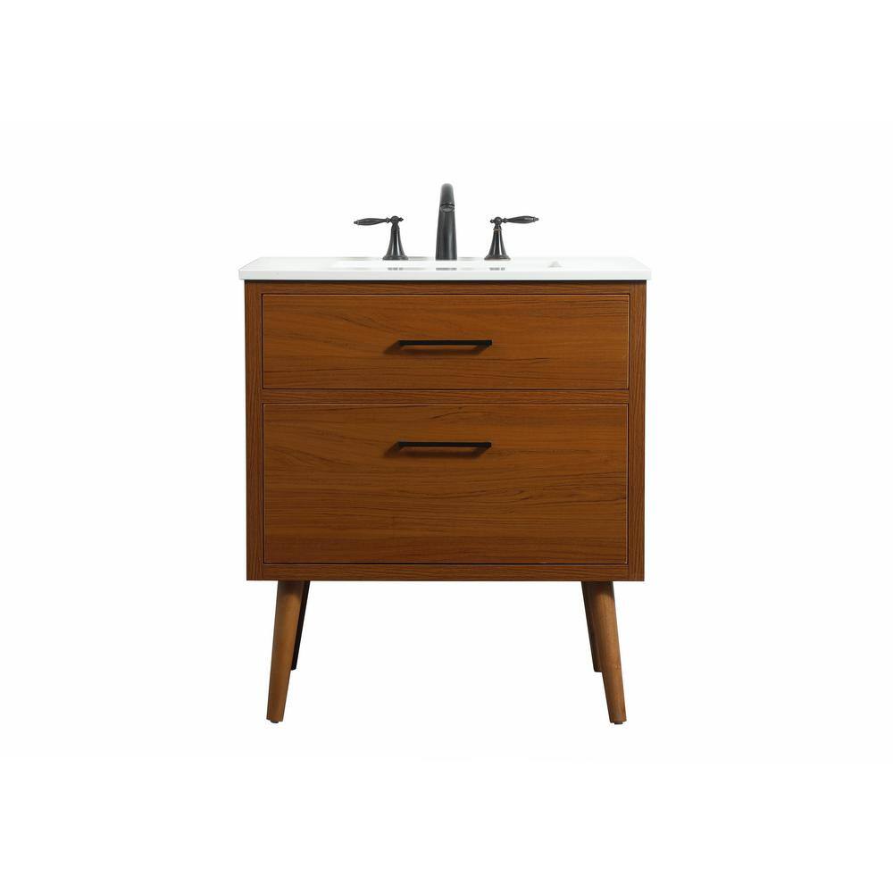 Simply Living 30 in. W x 22 in. D x 33.5 in. H Bath Vanity in Teak with Ivo
