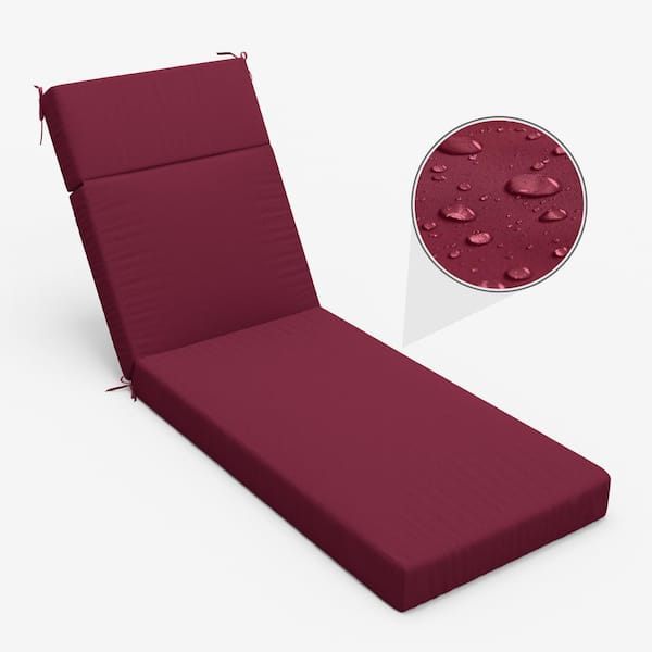 Kimunuk 80 in. x 26 in. x 4 in. Outdoor Water-Resistant Replacement Chaise Lounge Seat Cushion Burgundy