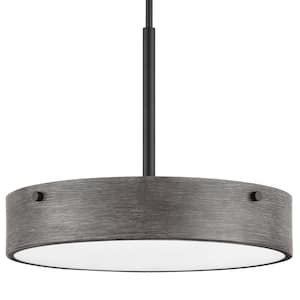 Huntmoor 60-Watt 4-Light Matte Black Pendant with Ebony Wood Metal and Etched White Diffuser Shade