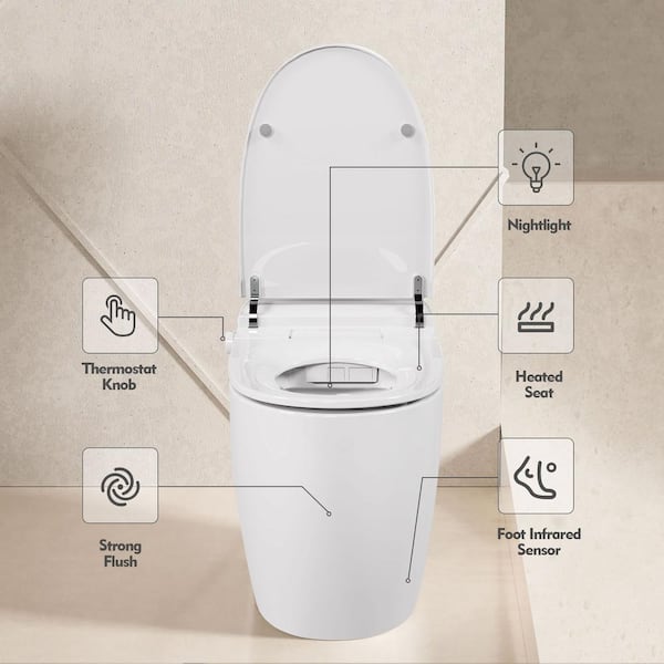 Abruzzo Elongated Smart Bidet Toilet with Sensor Flush & Night Light